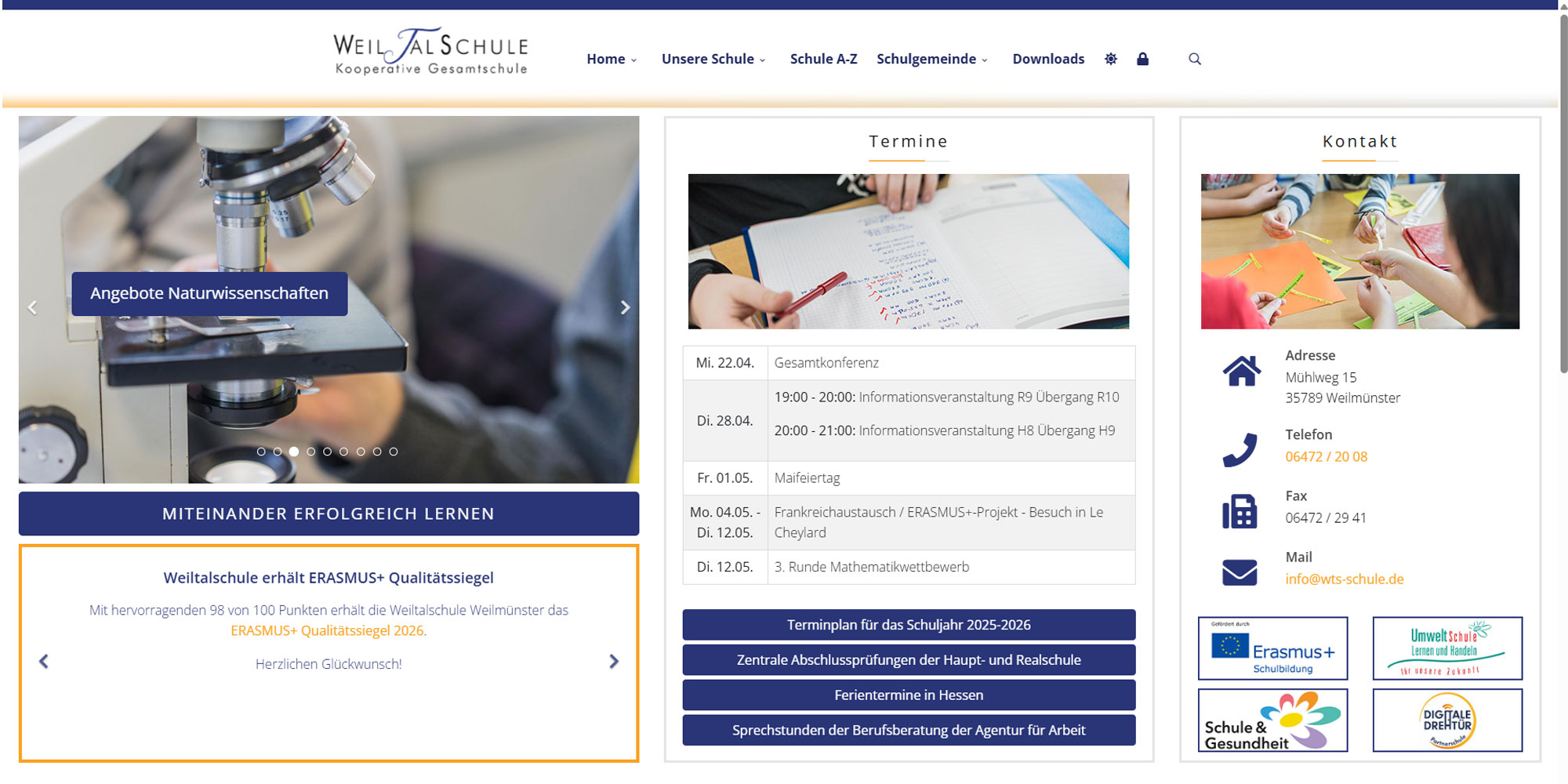 Betreuung der Weiltalschule – Webseite & Inhalte
