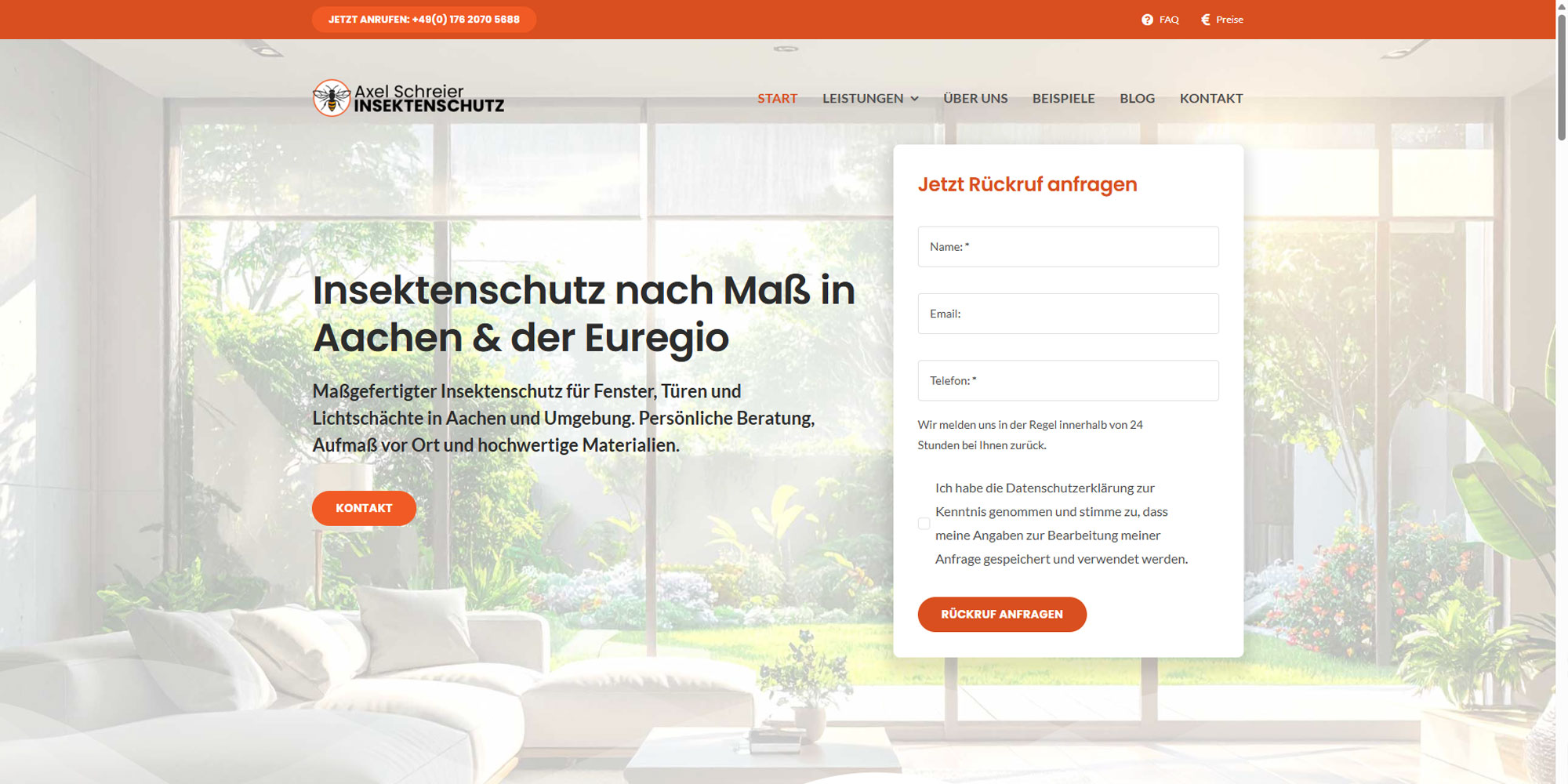 Moderne Webseite für Insektenschutz in Aachen