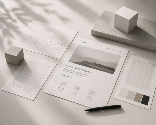 Skizze beim Webdesign-Prozess.