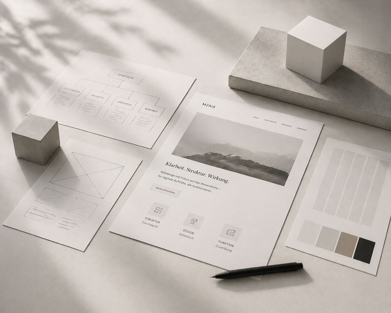 Skizze beim Webdesign-Prozess.