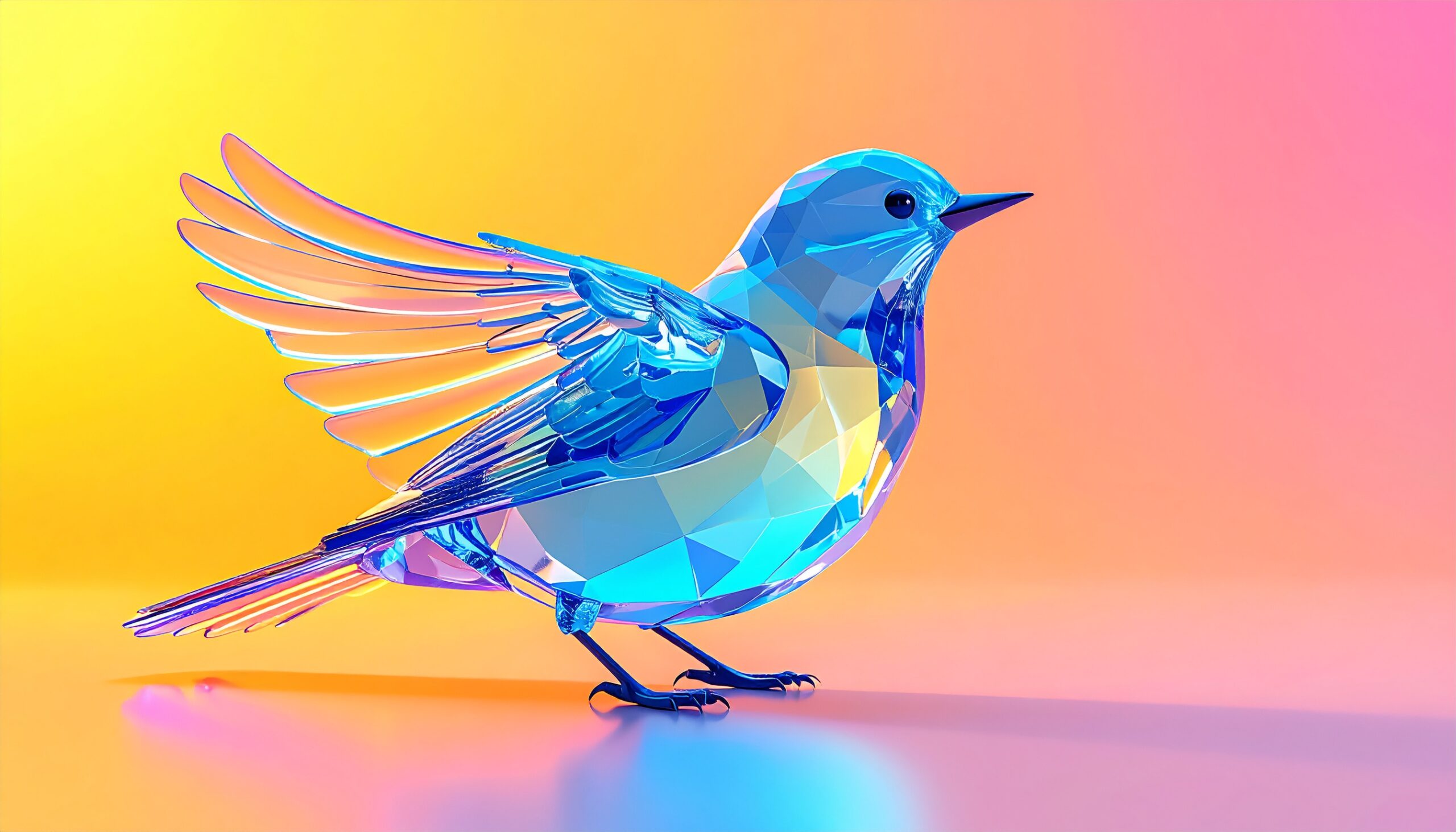 Ein 3-D Vogel aus Kristall.