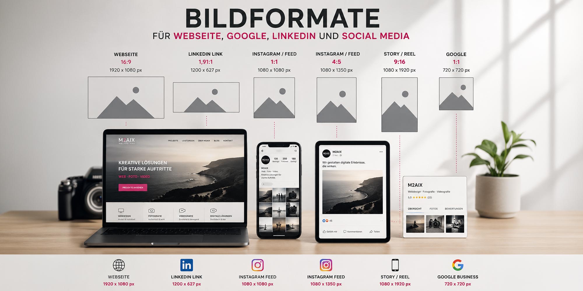 Bildformate für Webseite, Google, LinkedIn und Social Media