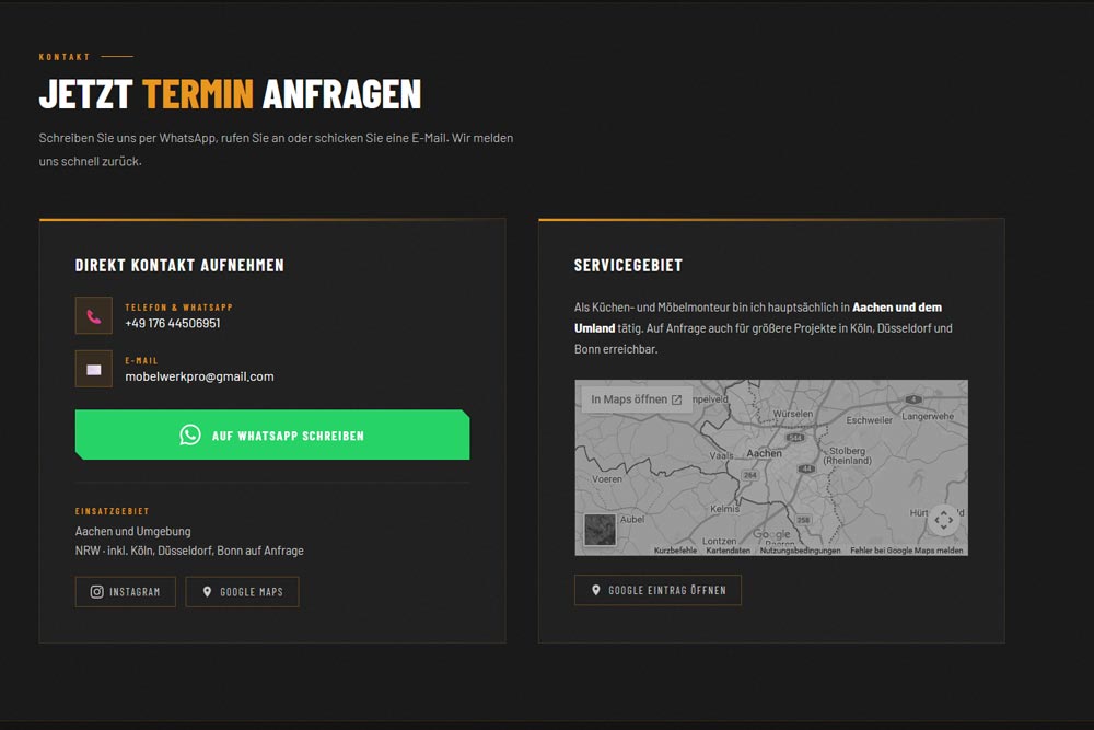 MöbelWerk Pro Aachen – Neue Website für Küchen- & Möbelmontage.